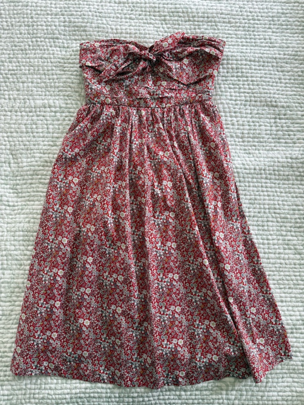 JCrew Strapless Red Floral Sundress